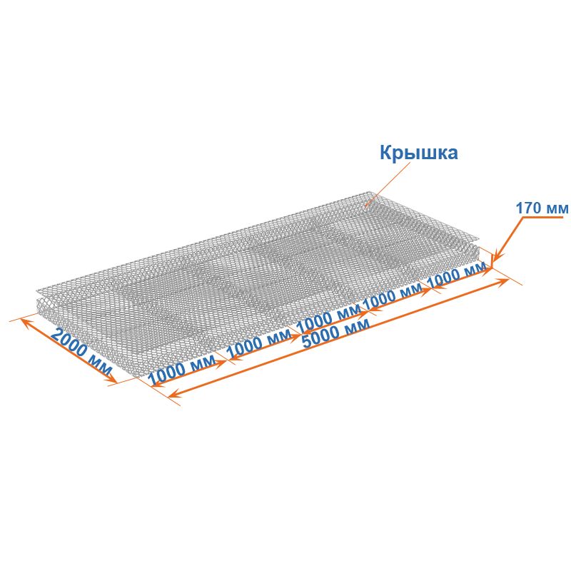 Габион матрац ГСИ-М 5х2х0,17 оцинкованный, Ø проволоки 2,7 мм, размер ячейки 8х10 см фото