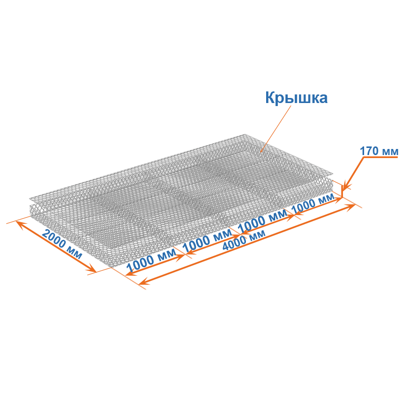 Габион матрац ГСИ-М 4х2х0,17 оцинкованный / ЦП, Ø проволоки 2,4/3,4 мм, размер ячейки 6х8 см фото